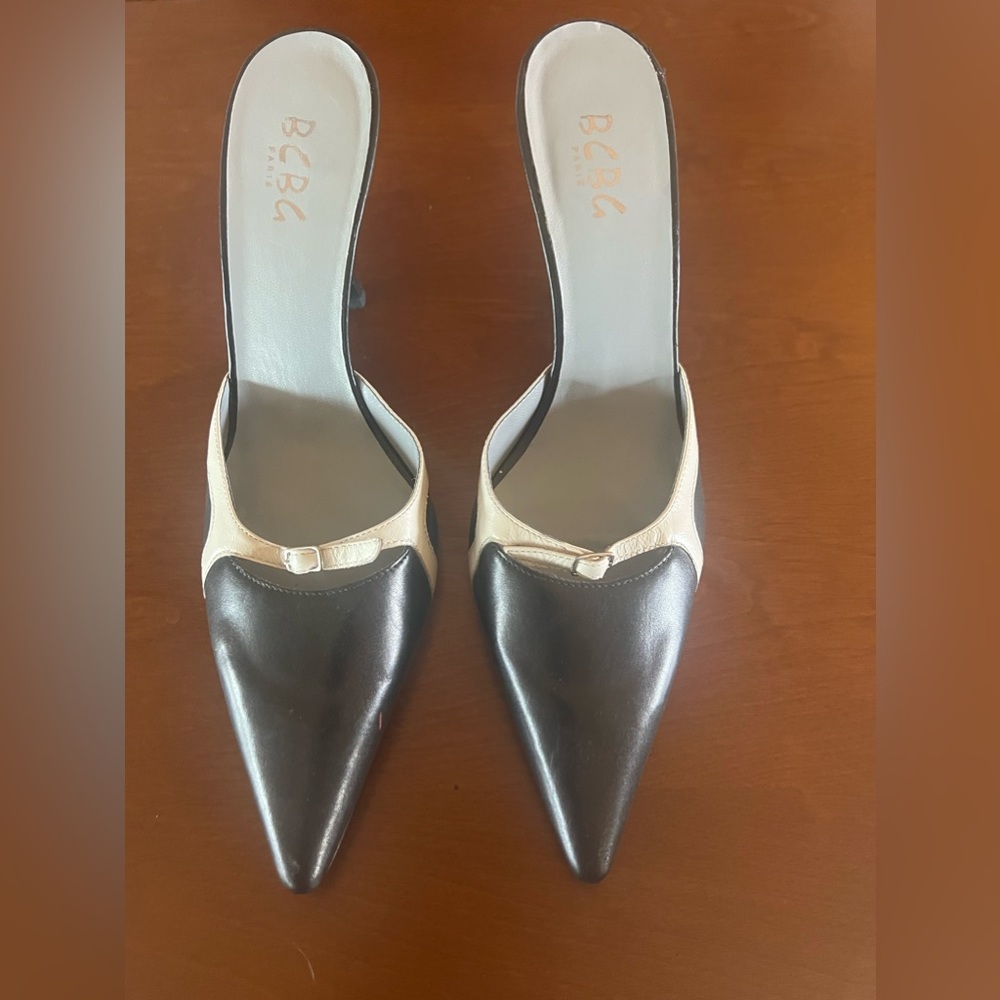 BCBG Mule.  Black and Bone Great for work. Slightly worn. 4” heel.